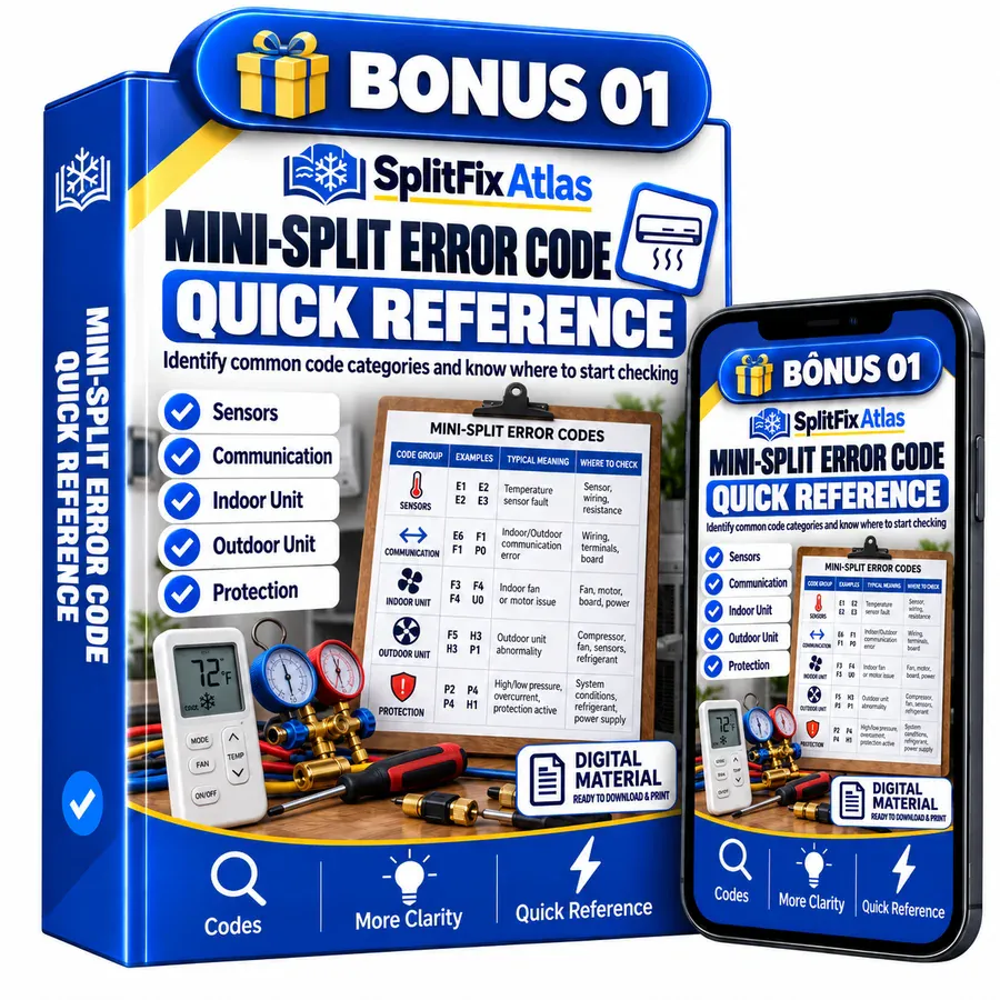 Bonus 1 mockup — MINI-SPLIT ERROR CODE QUICK REFERENCE
